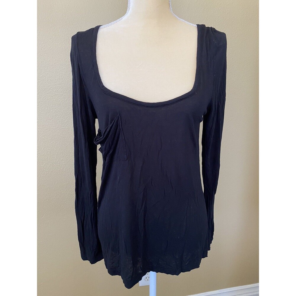 Patterson J Kincaid Soft Semi Sheer Black Long Sleeve Shirt W/Pocket SZ L
